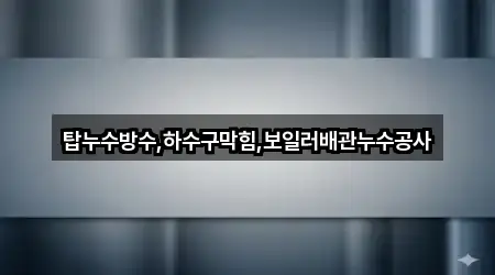 탑누수방수,하수구막힘,보일러배관누수공사